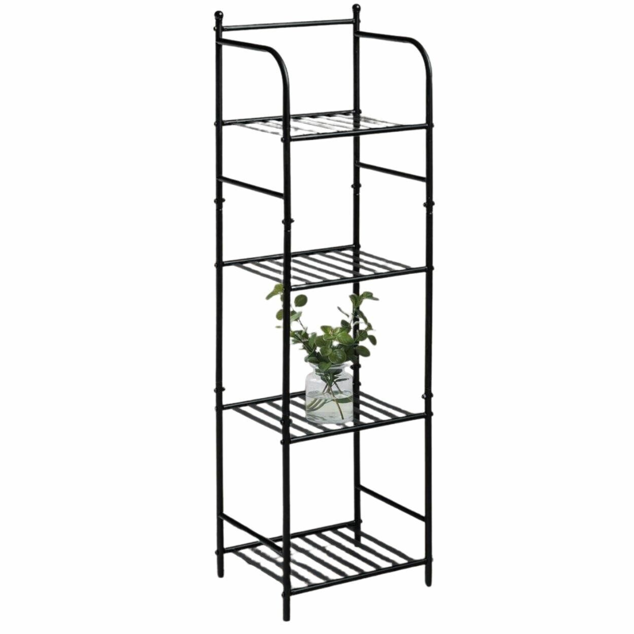 Kovový koupelnový regál Mowy 115 cm černý