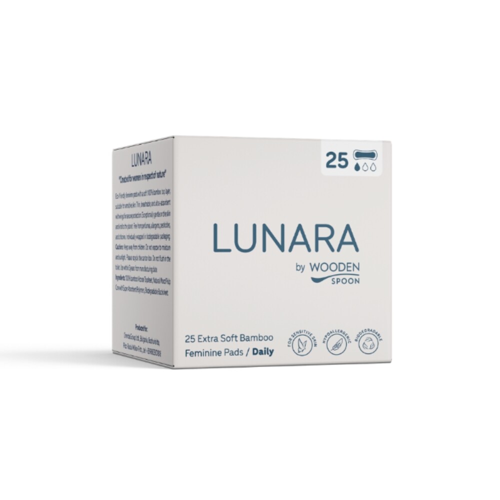 Rozložiteľné bambusové Denné vložky Lunara Wooden Spoon 25ks