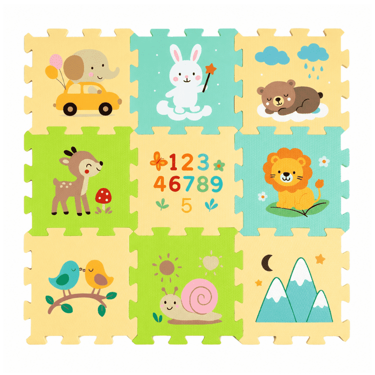 PETITE&MARS Podlahové skladacie puzzle Nexli 6 ks, Forest Friends