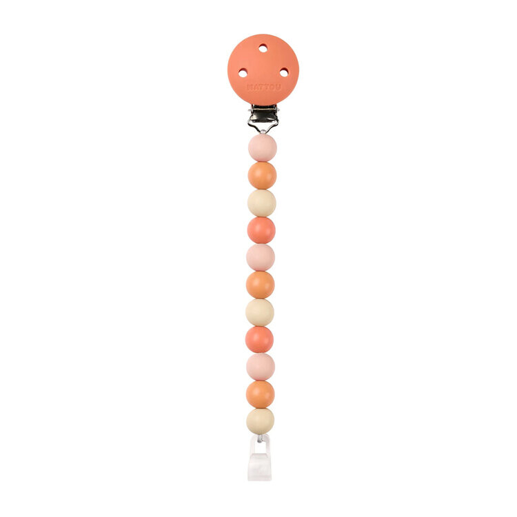 NATTOU Klip na cumlík silikónový clay/white bez BPA Beige/Terracotta