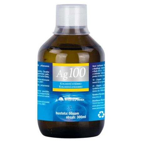 PHARMA ACTIV Koloidné striebro Ag100 hustota 50ppm inov.2026 300 ml