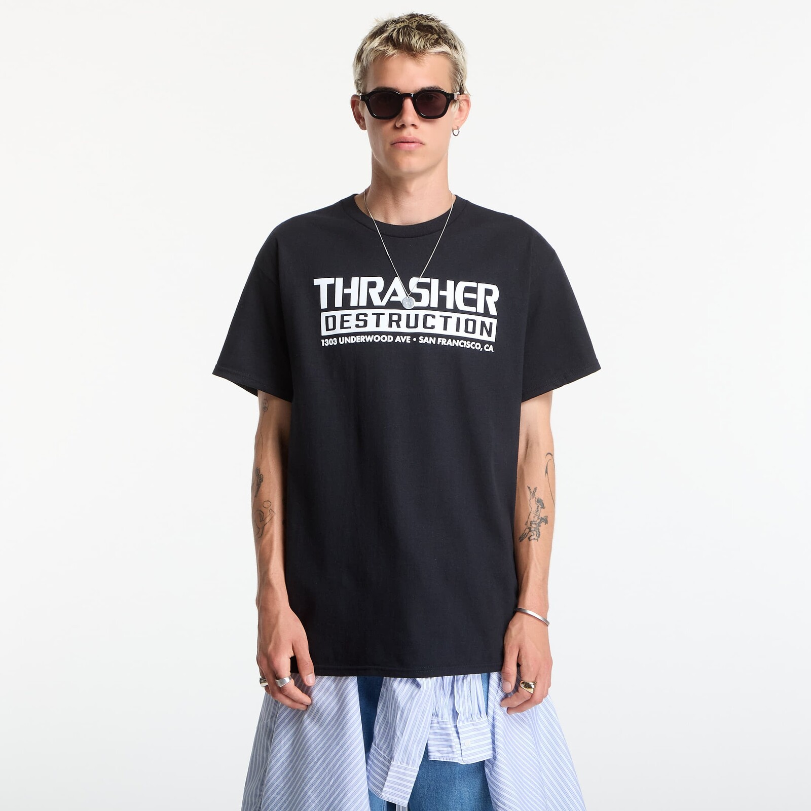 Tričko Thrasher Destruction T-Shirt Black M