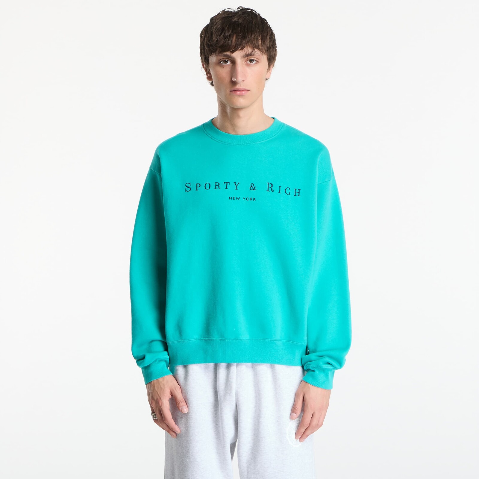 Mikina Sporty & Rich Title Embroidered Crewneck UNISEX Amalfi Green L