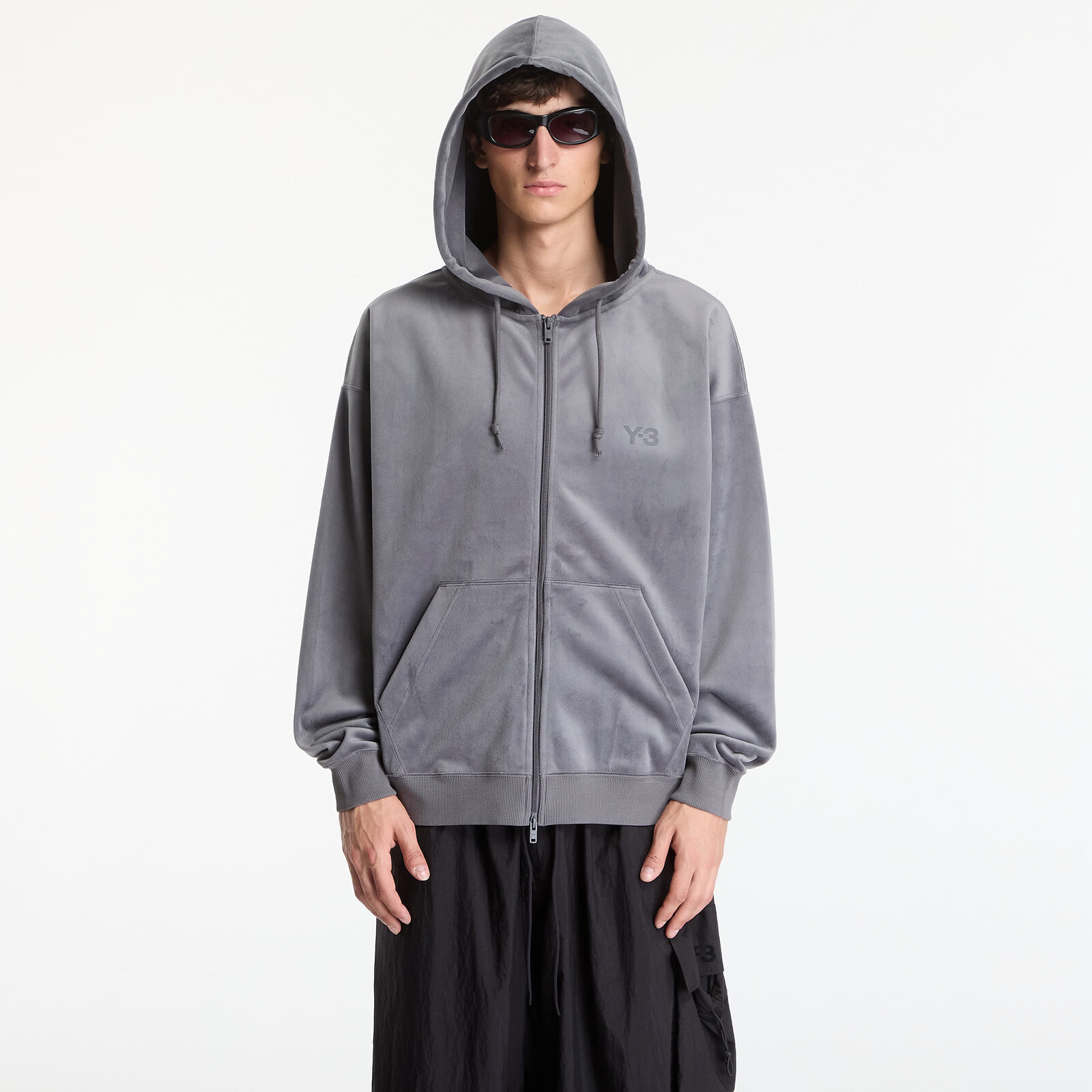 Mikina Y-3 Velvet Zip Hoodie Dark Grey XS