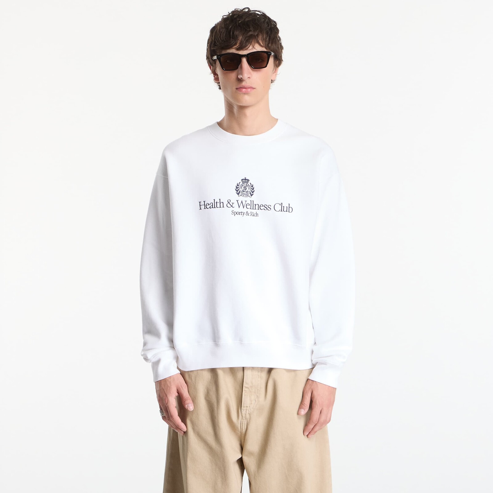 Mikina Sporty & Rich H&W Crest Embroidered Crewneck UNISEX White S