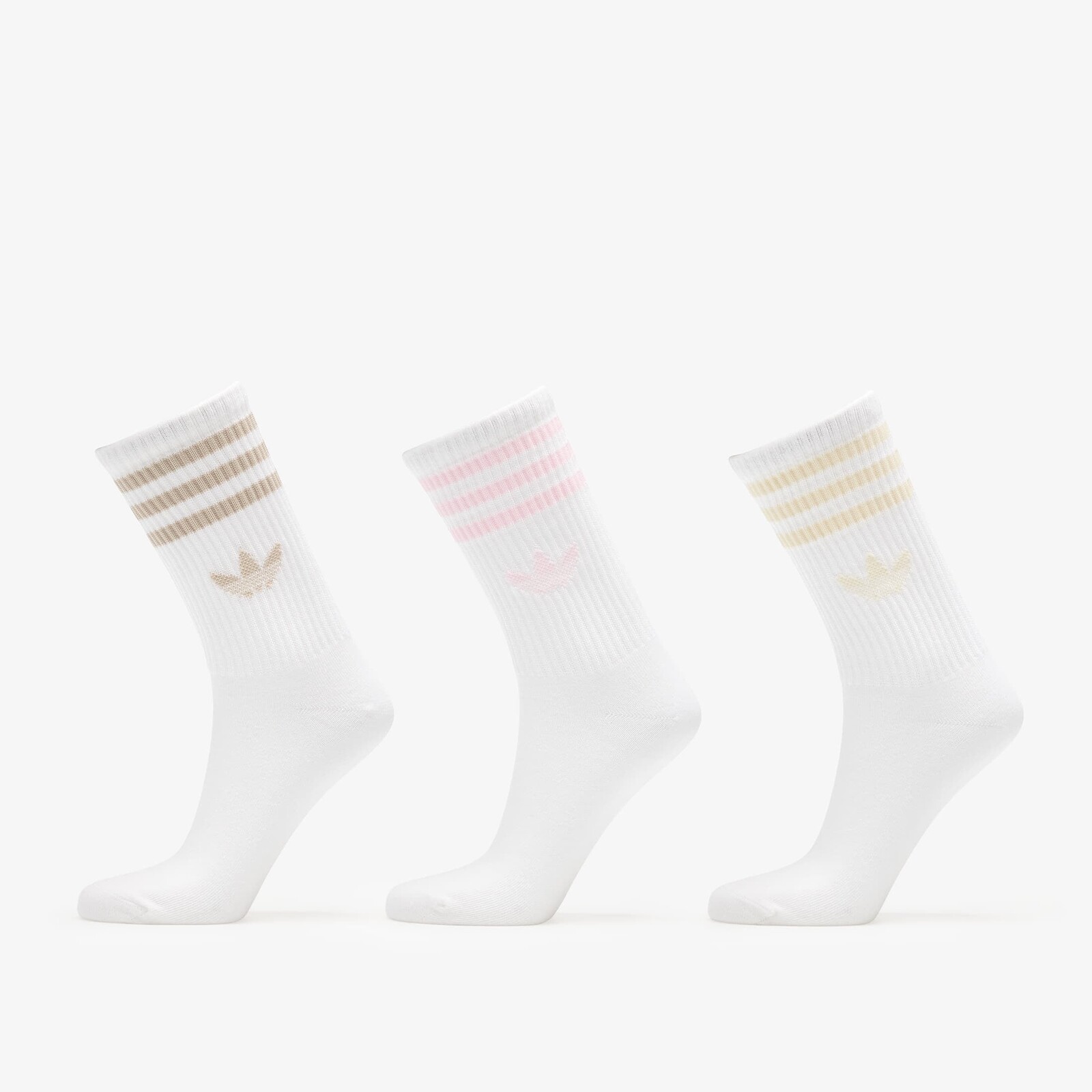 Ponožky adidas 3-Stripes Crew Socks 3-Pack Wonder White/ Clear Pink/ Wonder Beige S