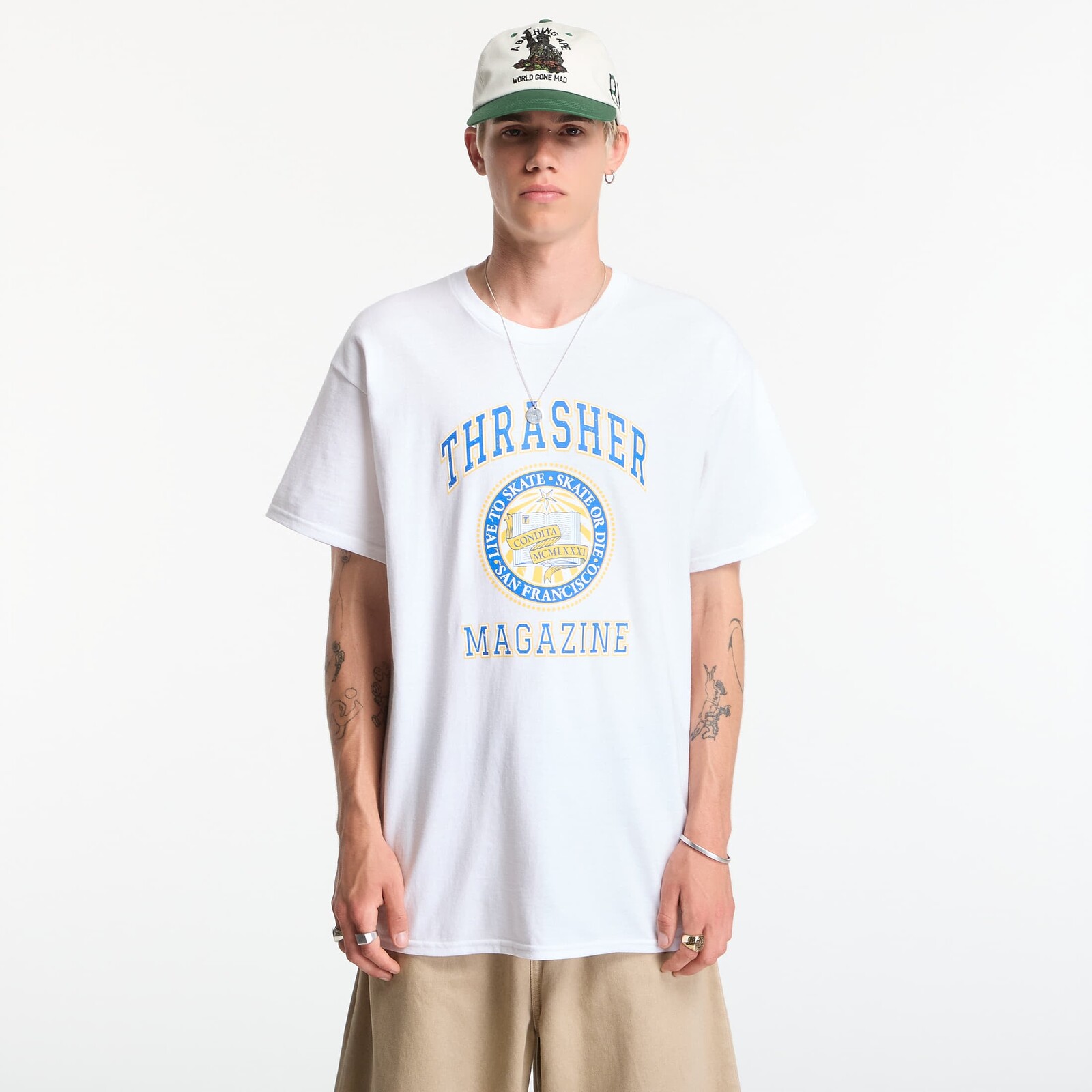 Tričko Thrasher Dropout T-Shirt White XXL