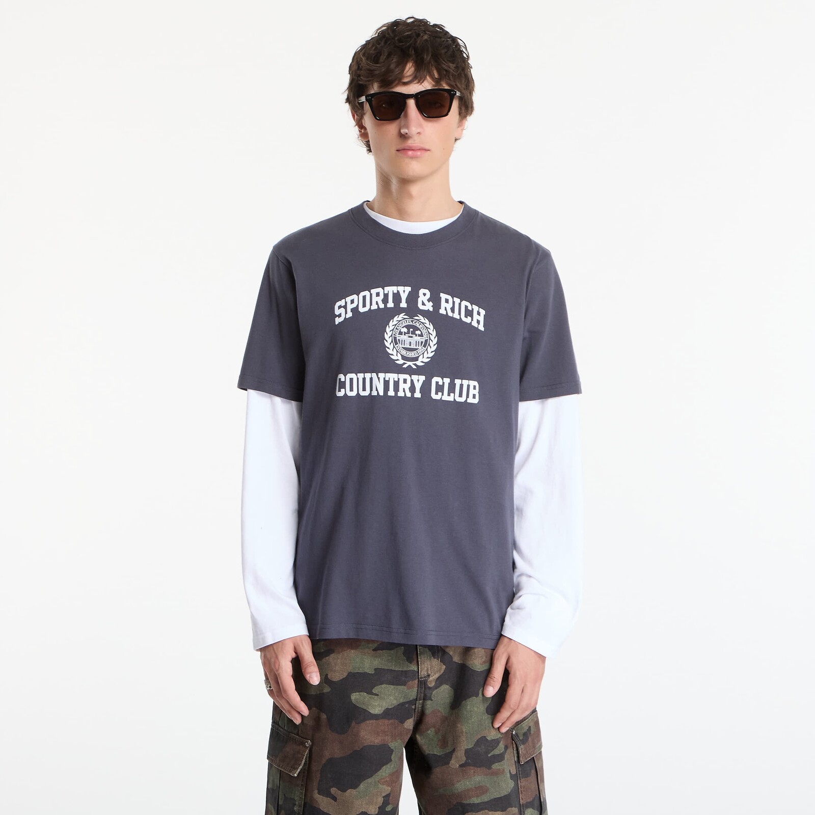 Tričko Sporty & Rich Varsity Crest Tshirt UNISEX Carbon M