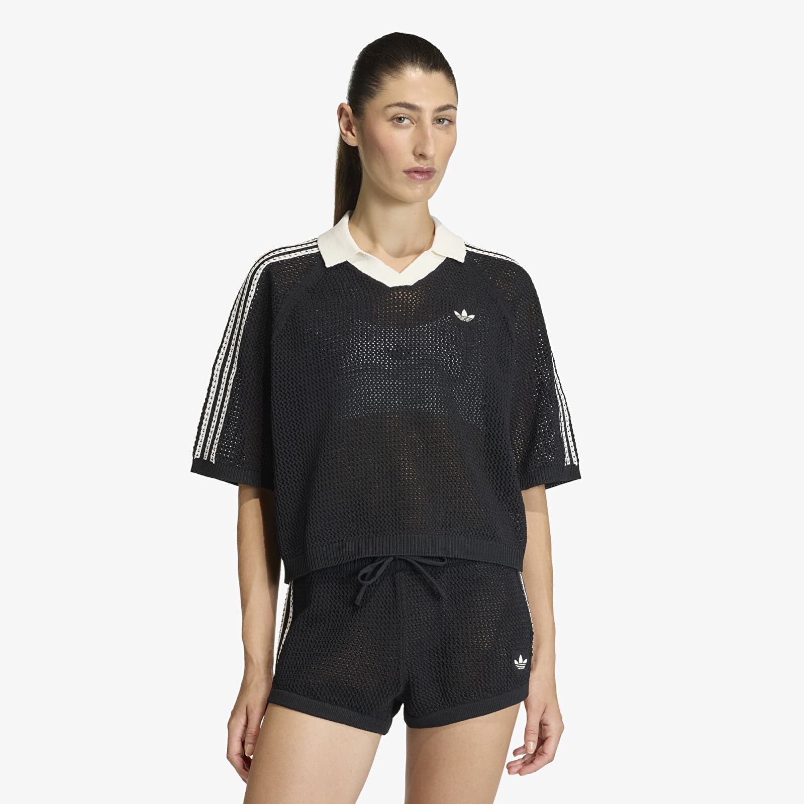 Tričko adidas Knitted Crochet Polo Black L