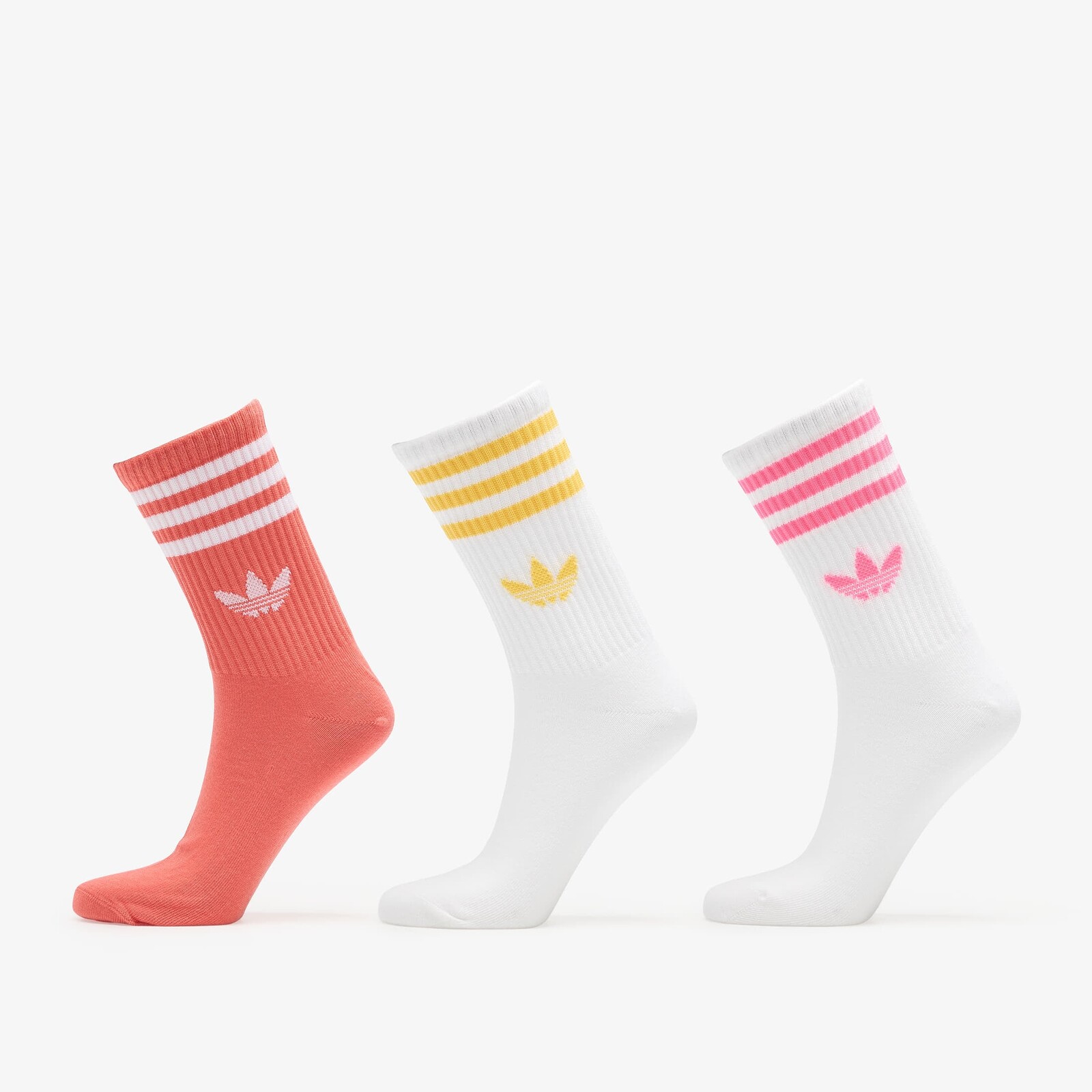Ponožky adidas 3-Stripes Crew Socks 3-Pack White/ Lucid Pink/ Preloved Scarlet S