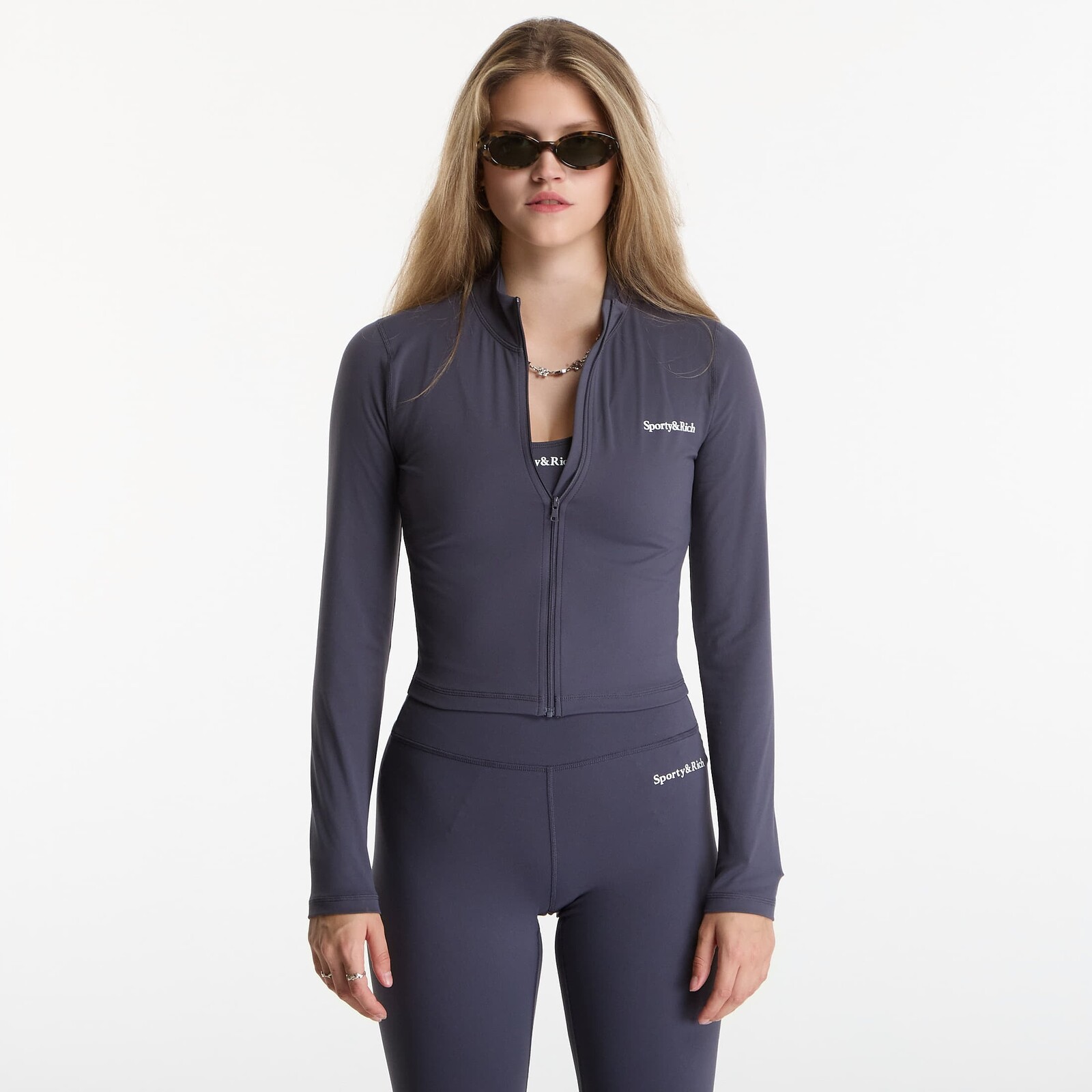 Bunda Sporty & Rich Serif Logo Sports Jacket Carbon M