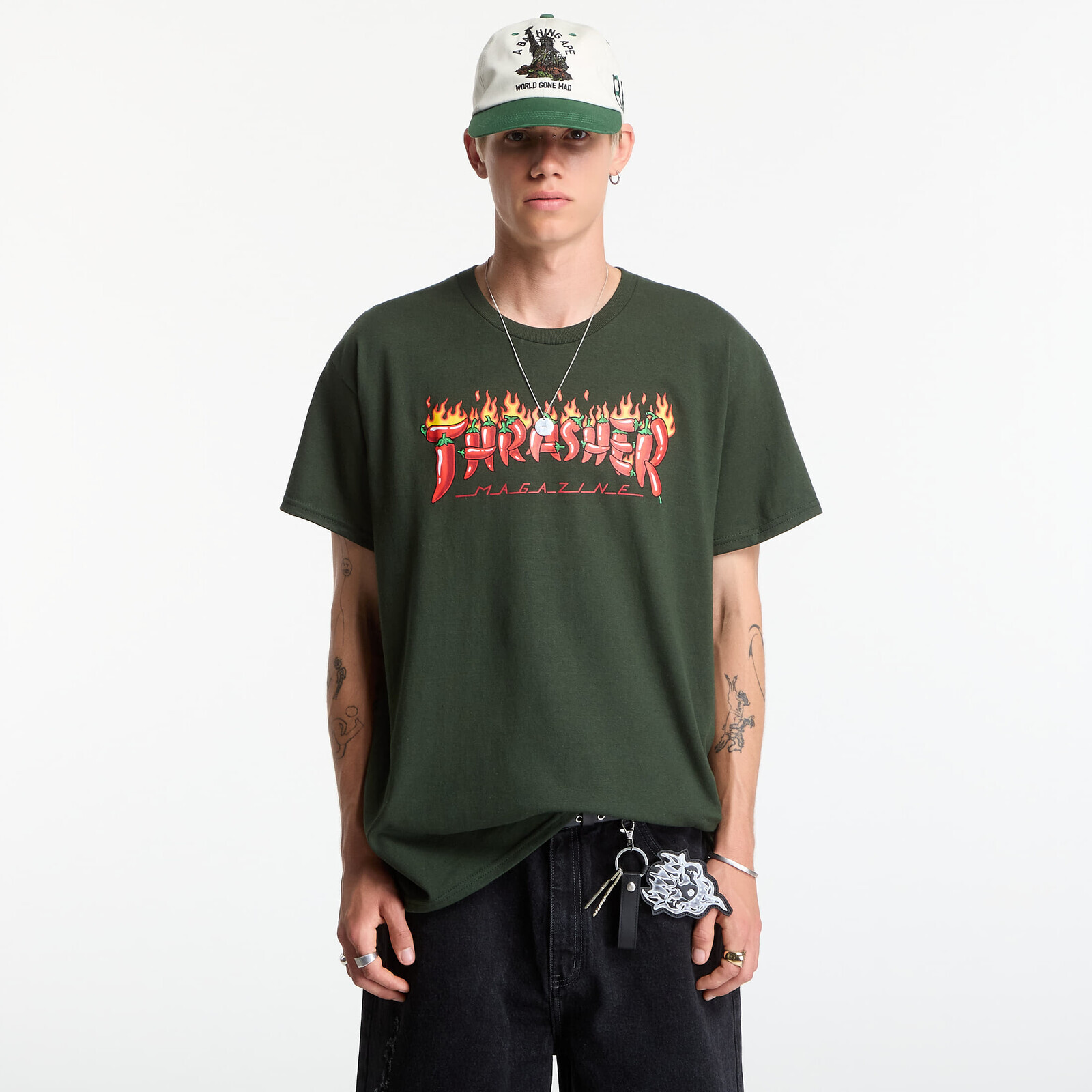 Tričko Thrasher Fuego T-Shirt Green XXL