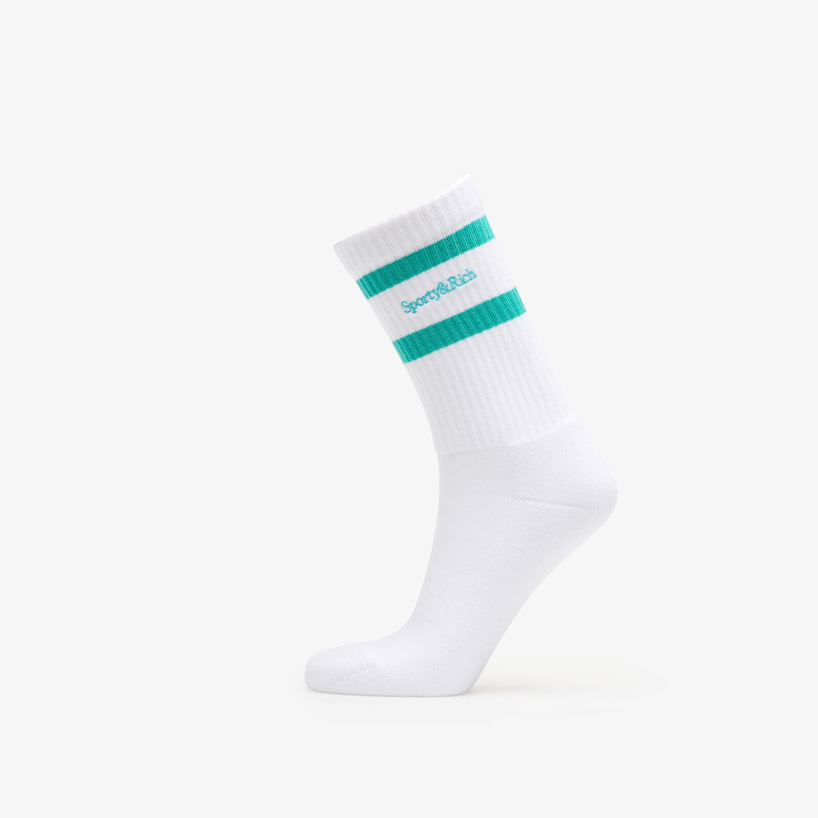 Ponožky Sporty & Rich Serif Logo Socks White/ Amalfi Green Universal