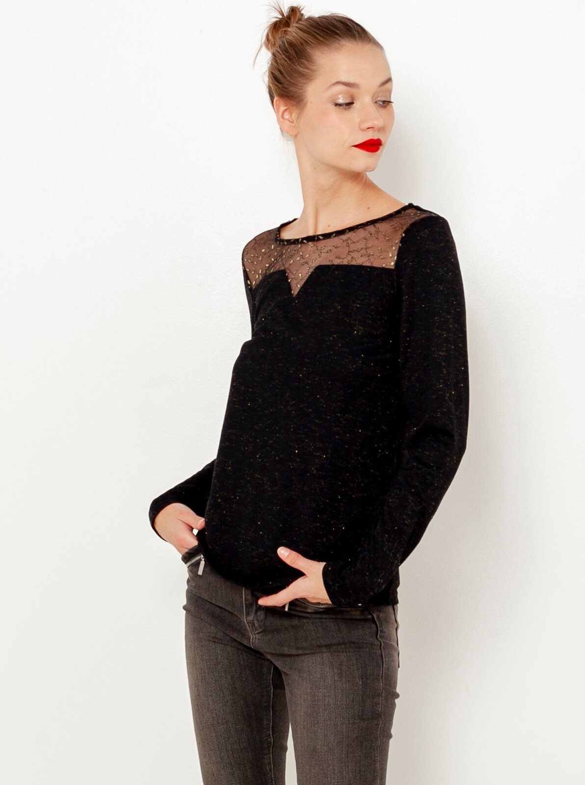 Black Shimmering Top CAMAIEU - Women