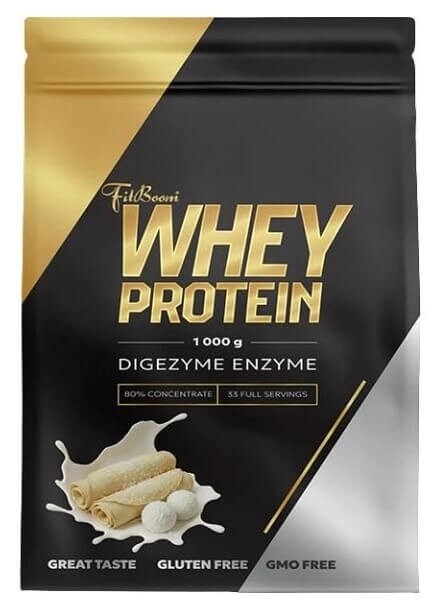 Fitboom whey protein 80 % 1000 g - raffaelo s francouzskými oplatkami