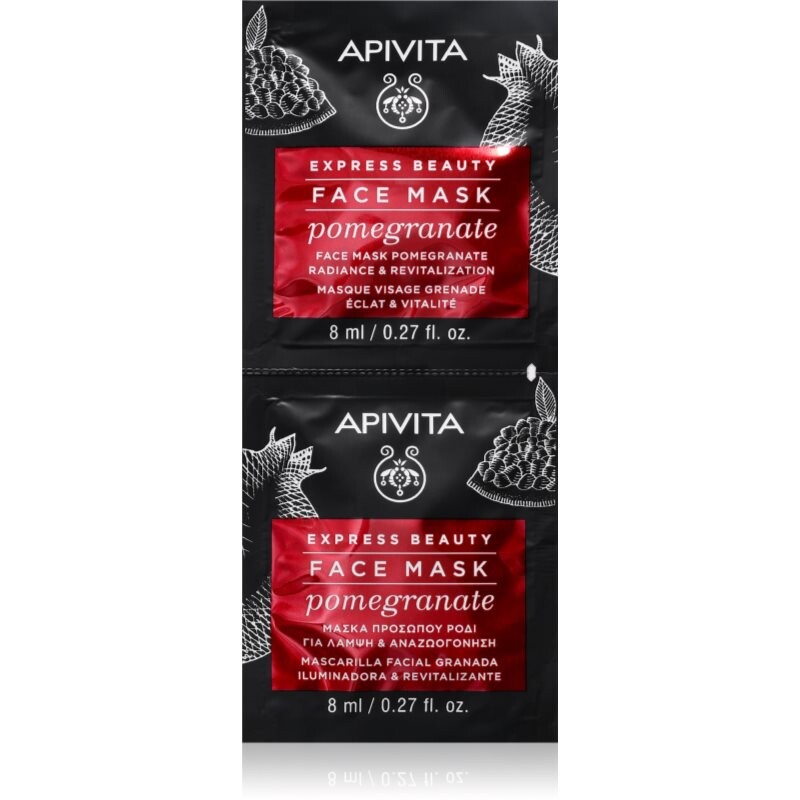 Apivita Express Beauty Pomegranate revitalizačná a rozjasňujúca pleťová maska 2x8 ml