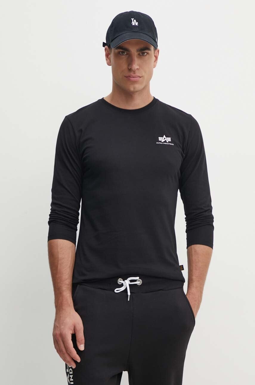 Bavlnené tričko s dlhým rukávom Alpha Industries Basic