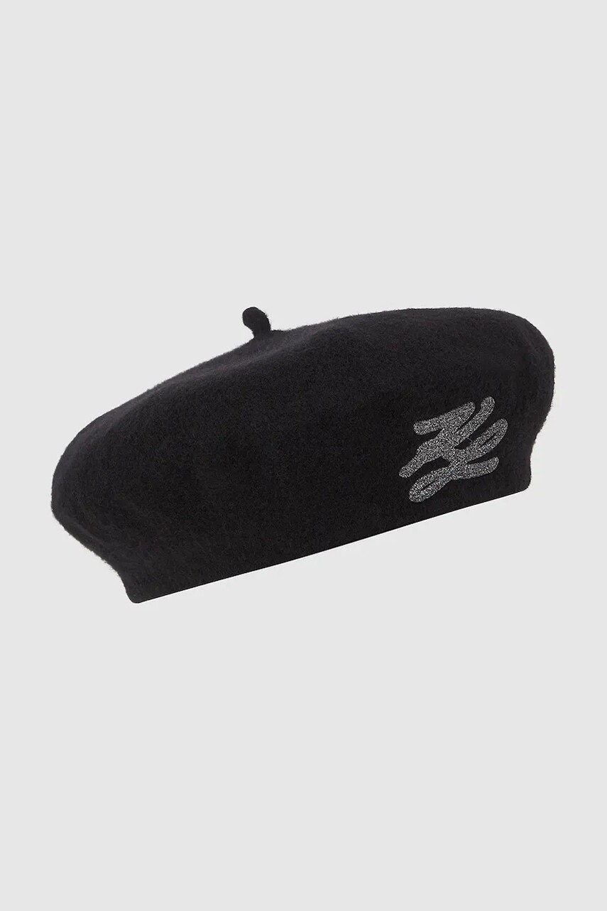 Vlnená baretka Karl Lagerfeld K/AUTOGRAPH
