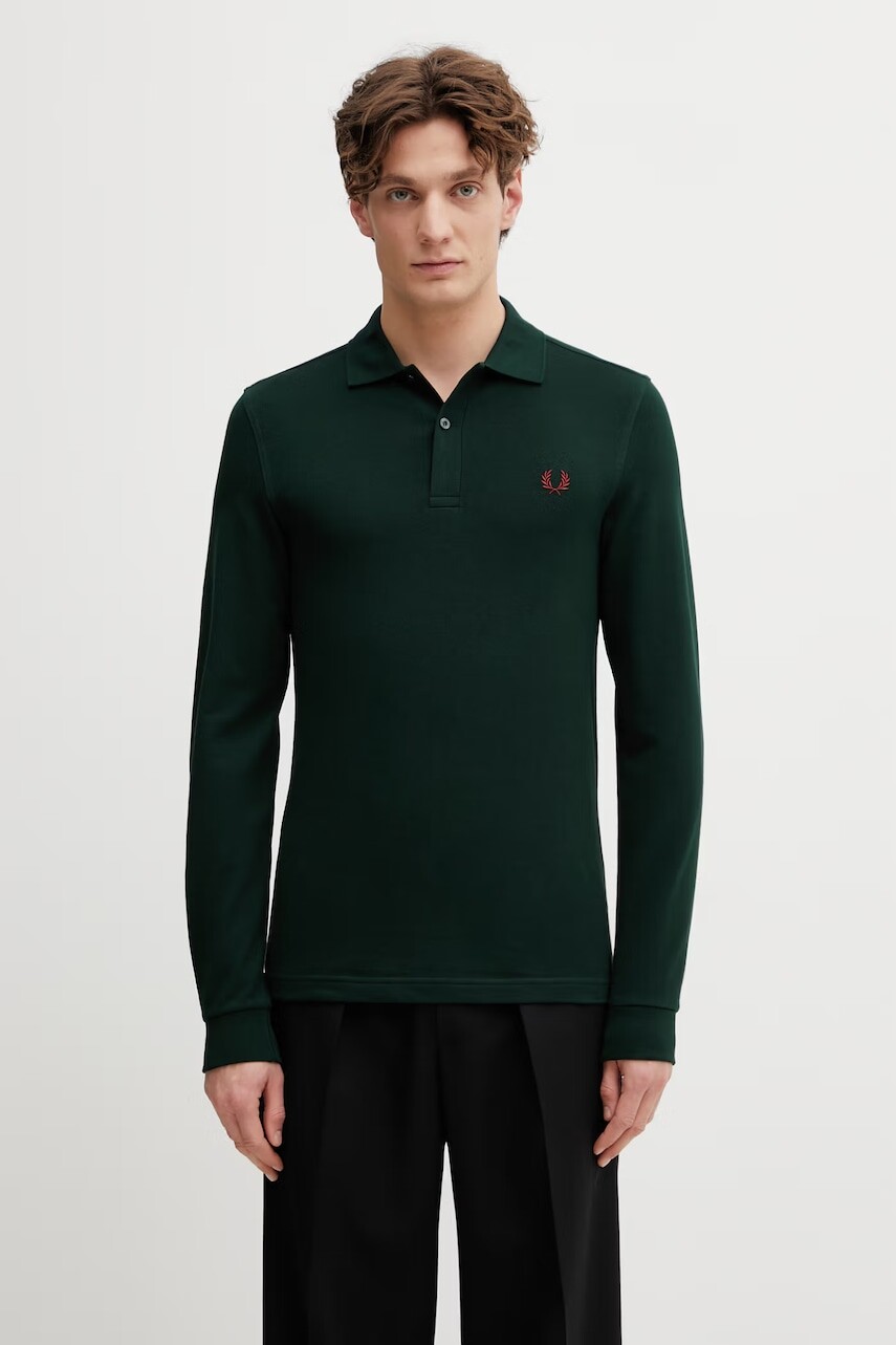 Fred Perry tričko s dlhým rukávom pánske bavlnené
