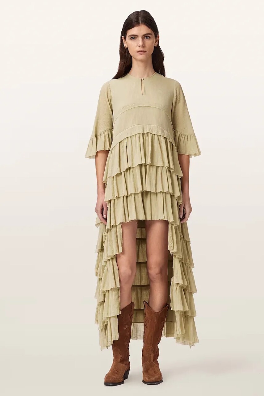 AllSaints asymetrické šaty z viskózy CAVARLY