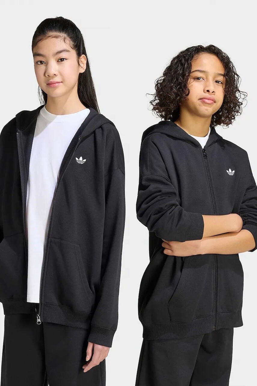 adidas Originals mikina na zips s kapucňou detská s bavlnou