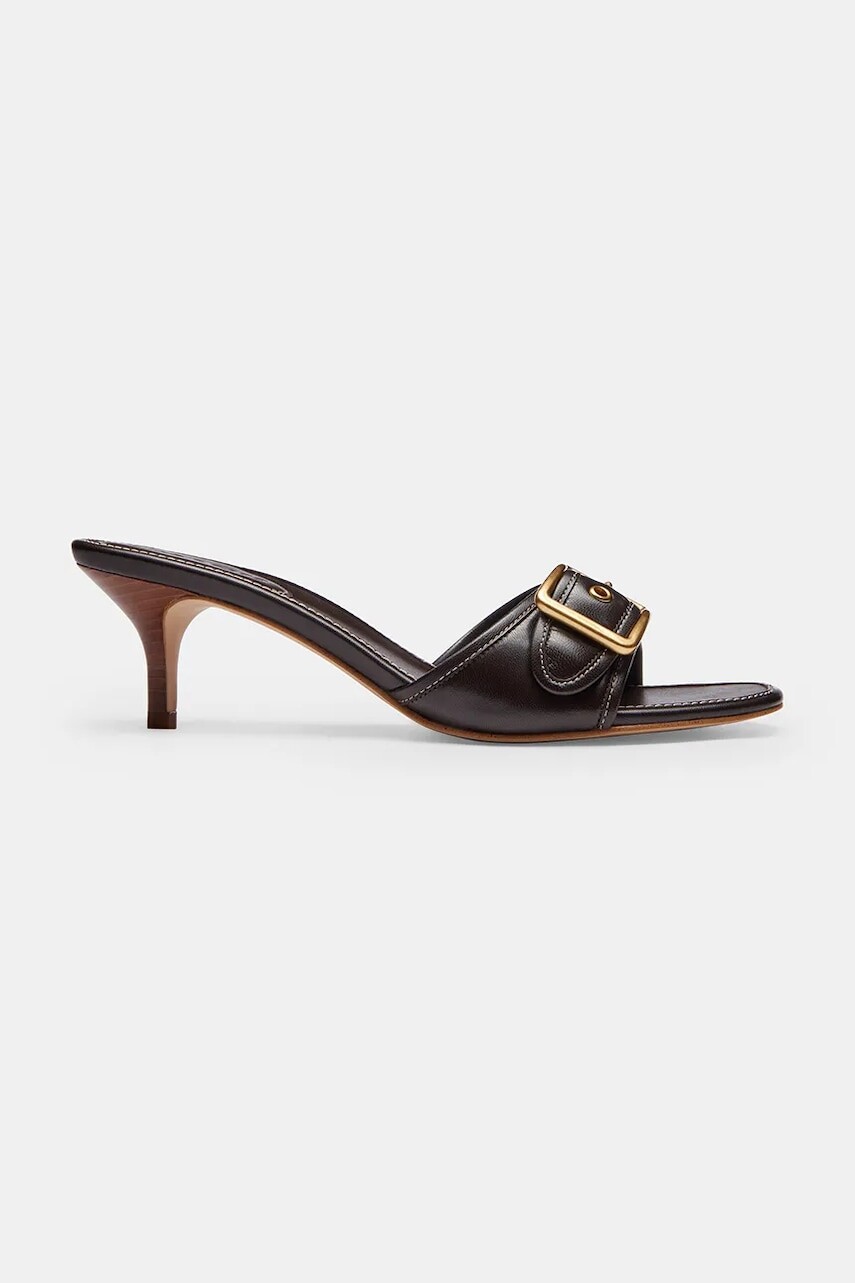 Coach šľapky na nízkom podpätku dámske kožené Margot Leather