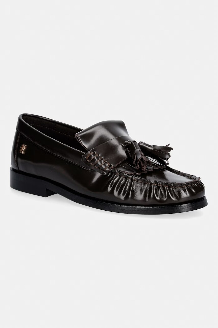 Tommy Hilfiger loafery dámske kožené TH LOAFER TASSEL ABRASIVATO