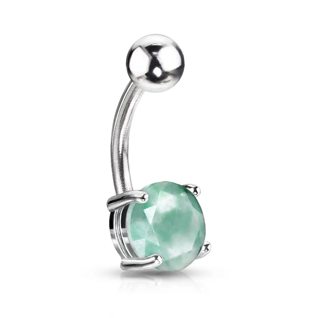 Oceľový piercing do pupka s prírodným amazonitom
