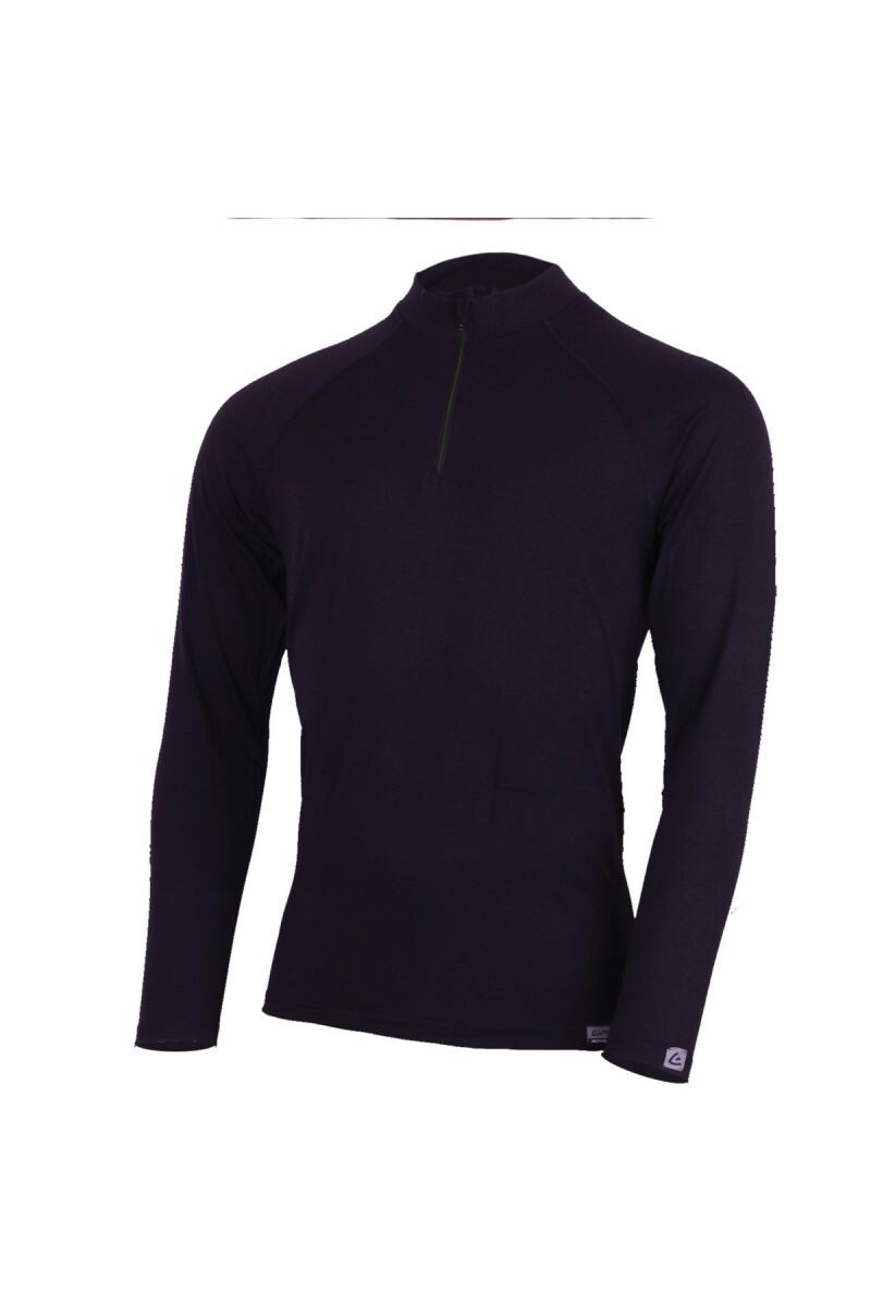 Lasting AZAR 9090 čierne pánske merino tričko so zipsom pri krku Veľkosť: XL