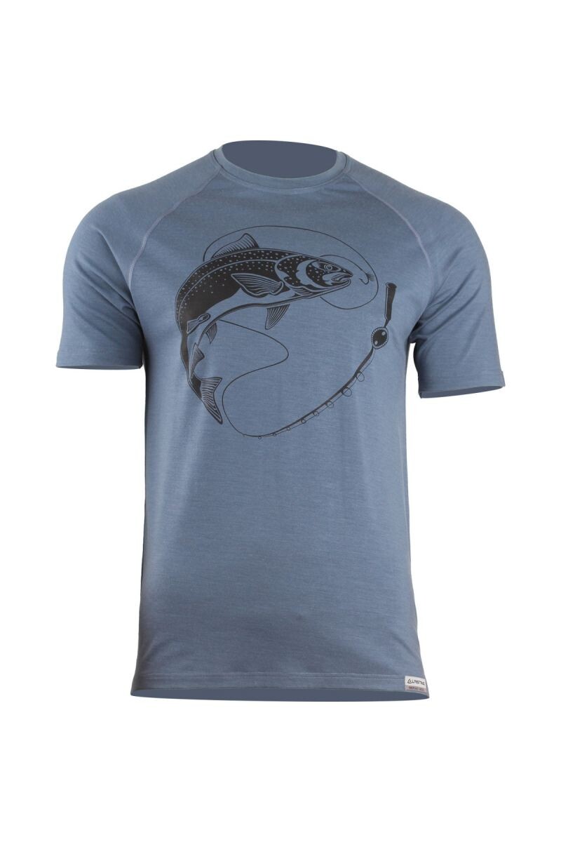 Lasting SALMON 5656 modré pánske merino tričko s tlačou Veľkosť: M