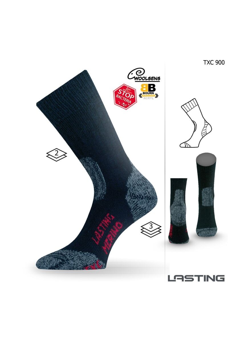 Lasting TXC 900 čierna vlnené ponožky Veľkosť: (42-45) L