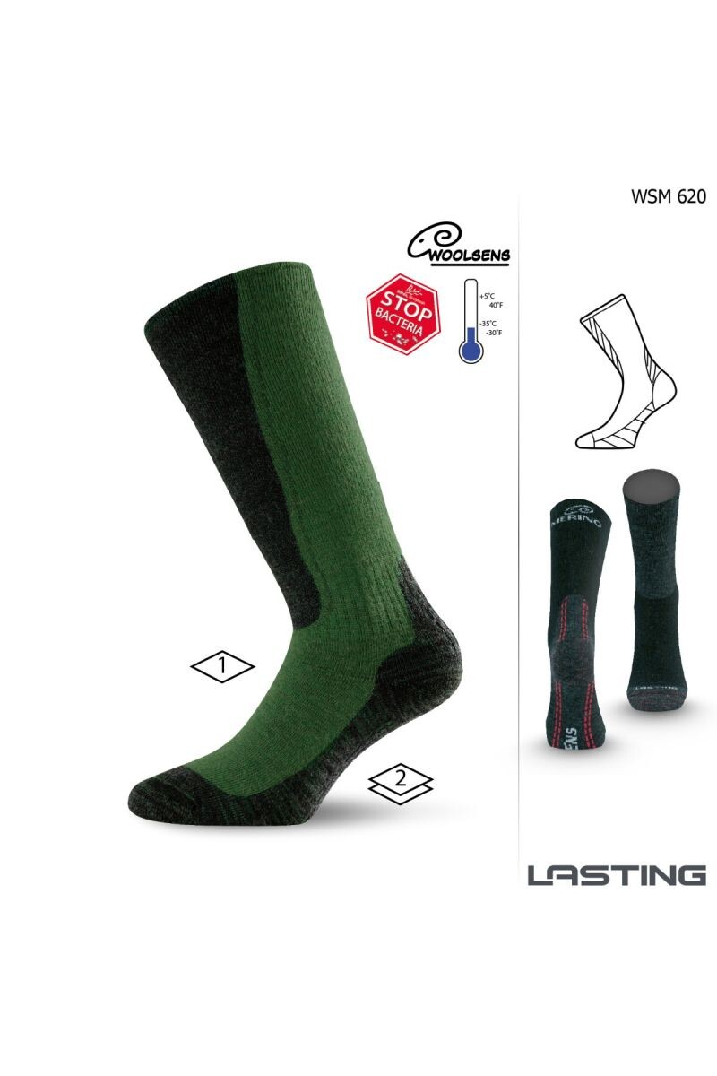 Lasting WSM 620 zelené vlnené ponožky Veľkosť: (42-45) L