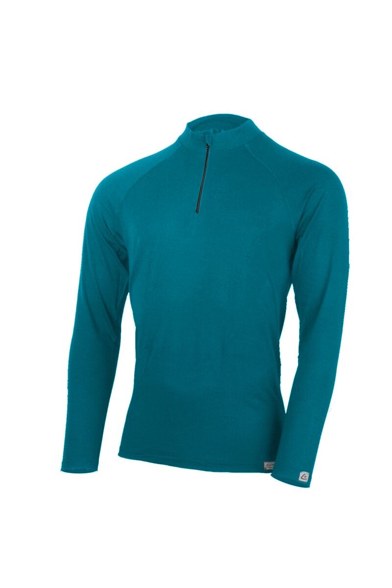 Lasting AZAR 5890 tyrkysové pánske merino tričko so zipsom pri krku Veľkosť: 2XL