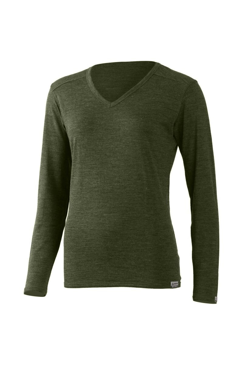 Lasting EVA 6160 zelené dámske merino tričko s výstrihom Veľkosť: L