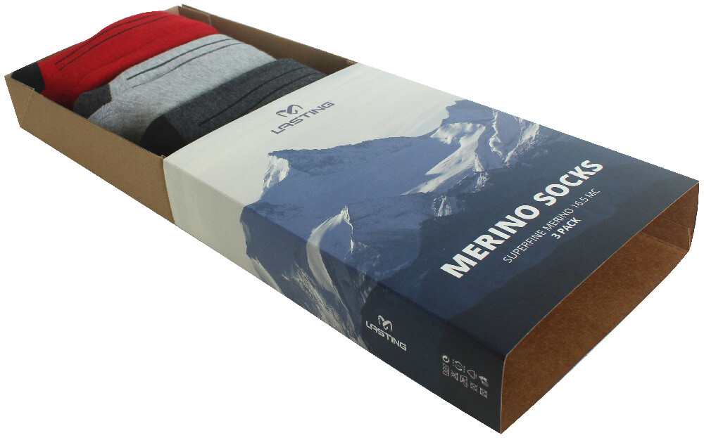 Lasting FWC-3pack Merino ponožky - červená, šedá, antracit Veľkosť: (42-45) L
