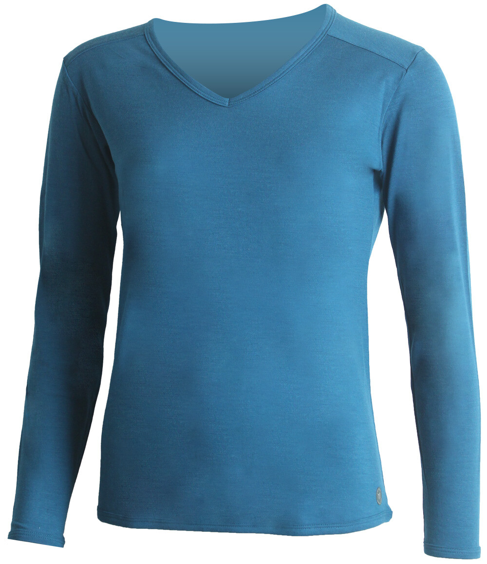 Lasting EVA 5454 modré dámske merino tričko s výstrihom Veľkosť: L