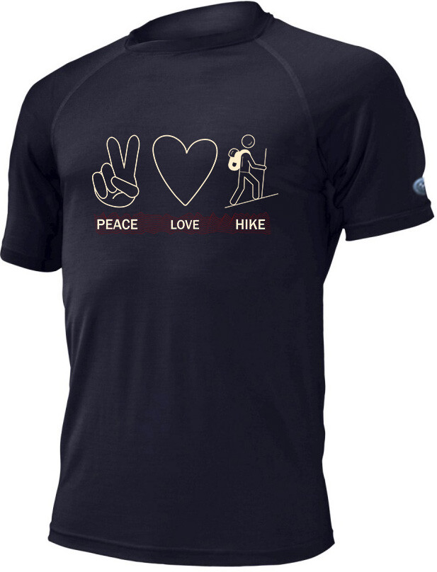 Lasting PEACE 5252 modré pánske merino tričko s tlačou Veľkosť: L