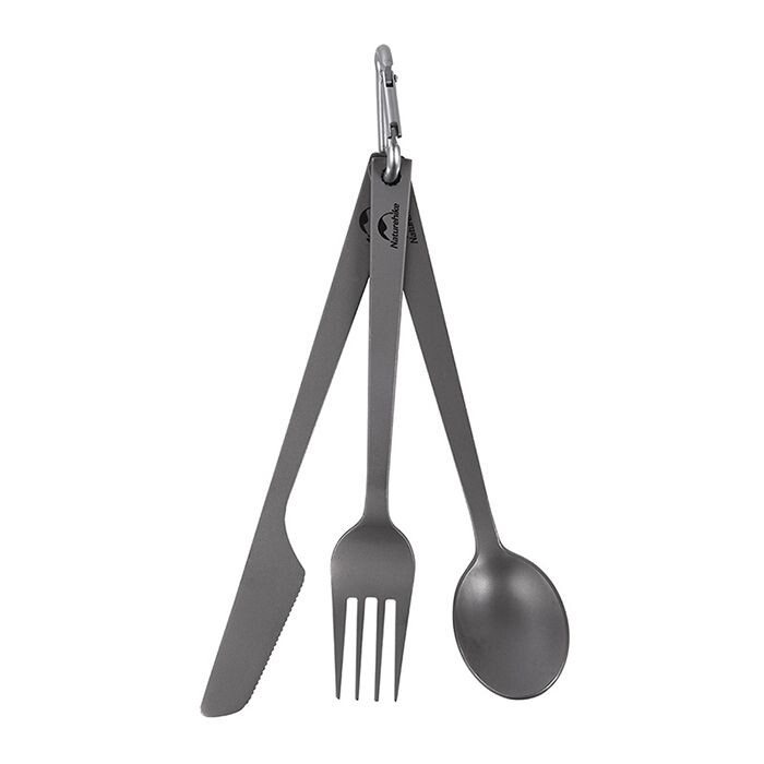 Naturehike TZD11 Sada príborov Titanium - ultraľahká s karabínou