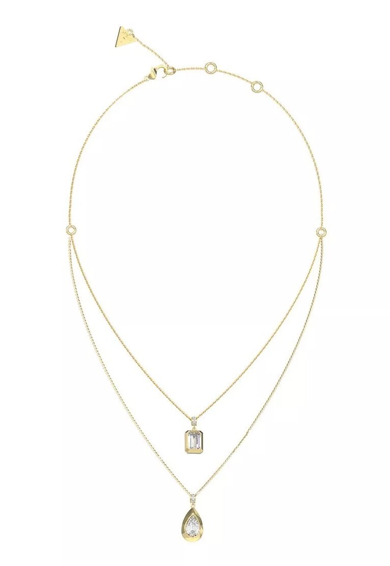 Guess Pozlátený dvojitý náhrdelník s kubickými zirkónmi 4G Light JUBN05242JWYGT/U