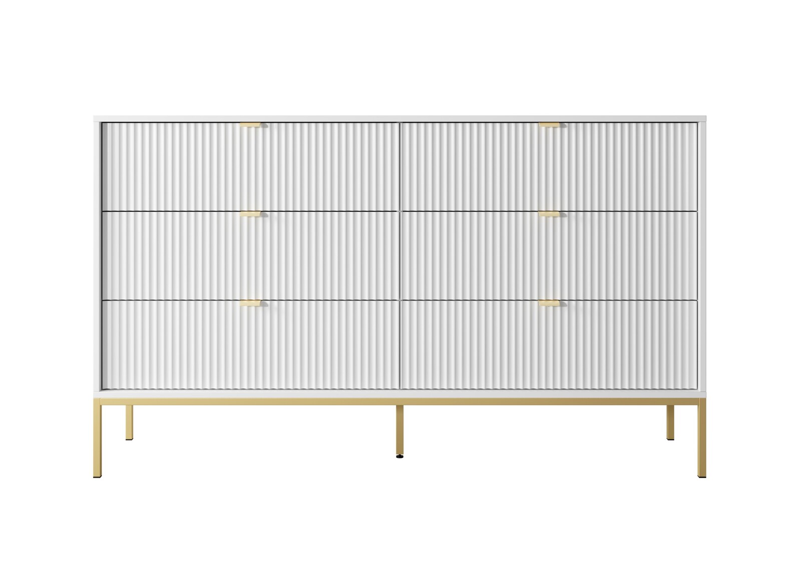 Komoda Nova 154 cm so zásuvkami biela/zlatá