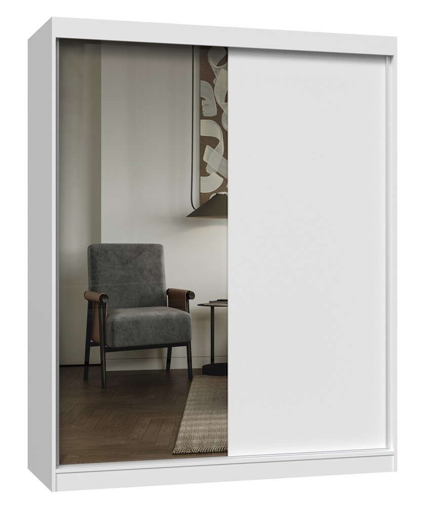 Šatní skříň se zrcadlem Iga A/B 160 cm bílá