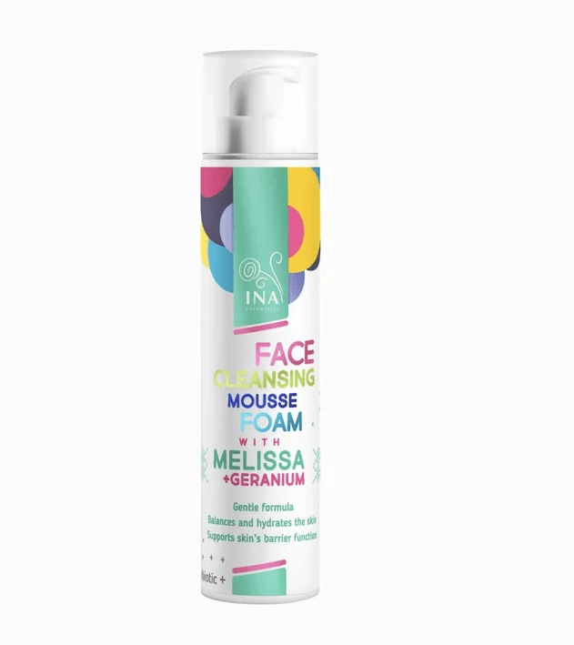 INA ESSENTIALS Prírodná čistiaca pena na tvár s medovkou a gerániom pre každý typ pleti - 90 ml - INA Essentials 90 ml