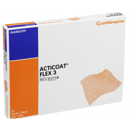 ACTICOAT Flex 3 krytie na rany10x10 cm s nanokryštalickým striebrom 12 ks
