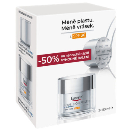 EUCERIN Hyaluron-fil.+3xeffect denný krém spf30 výhodné balenie 2 x 50 ml set