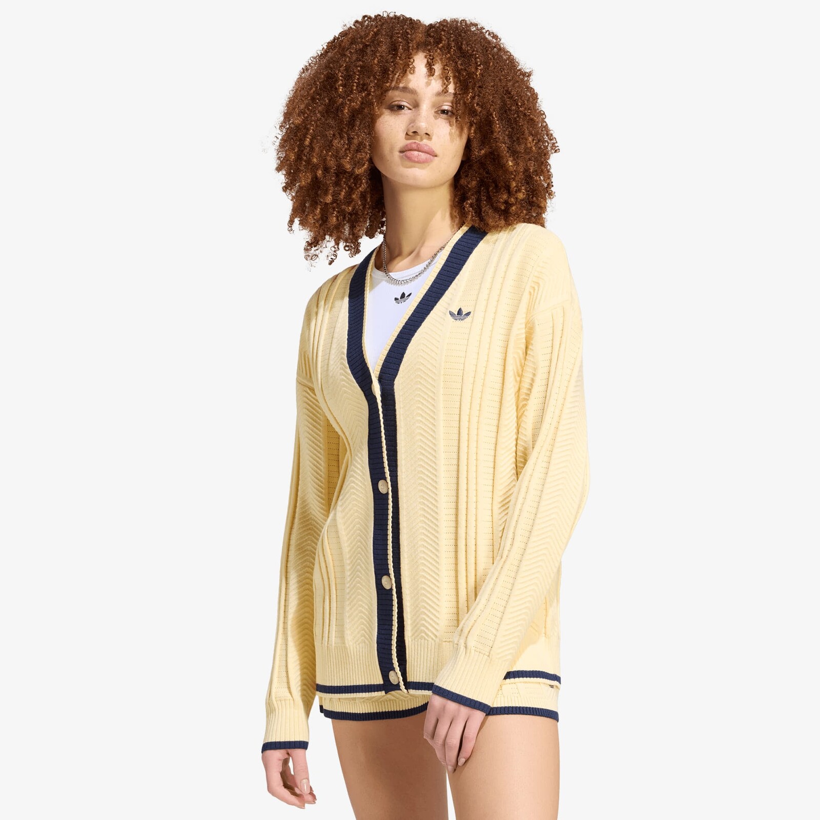 Sveter adidas Cable Knit Cardigan Warm Vanilla S
