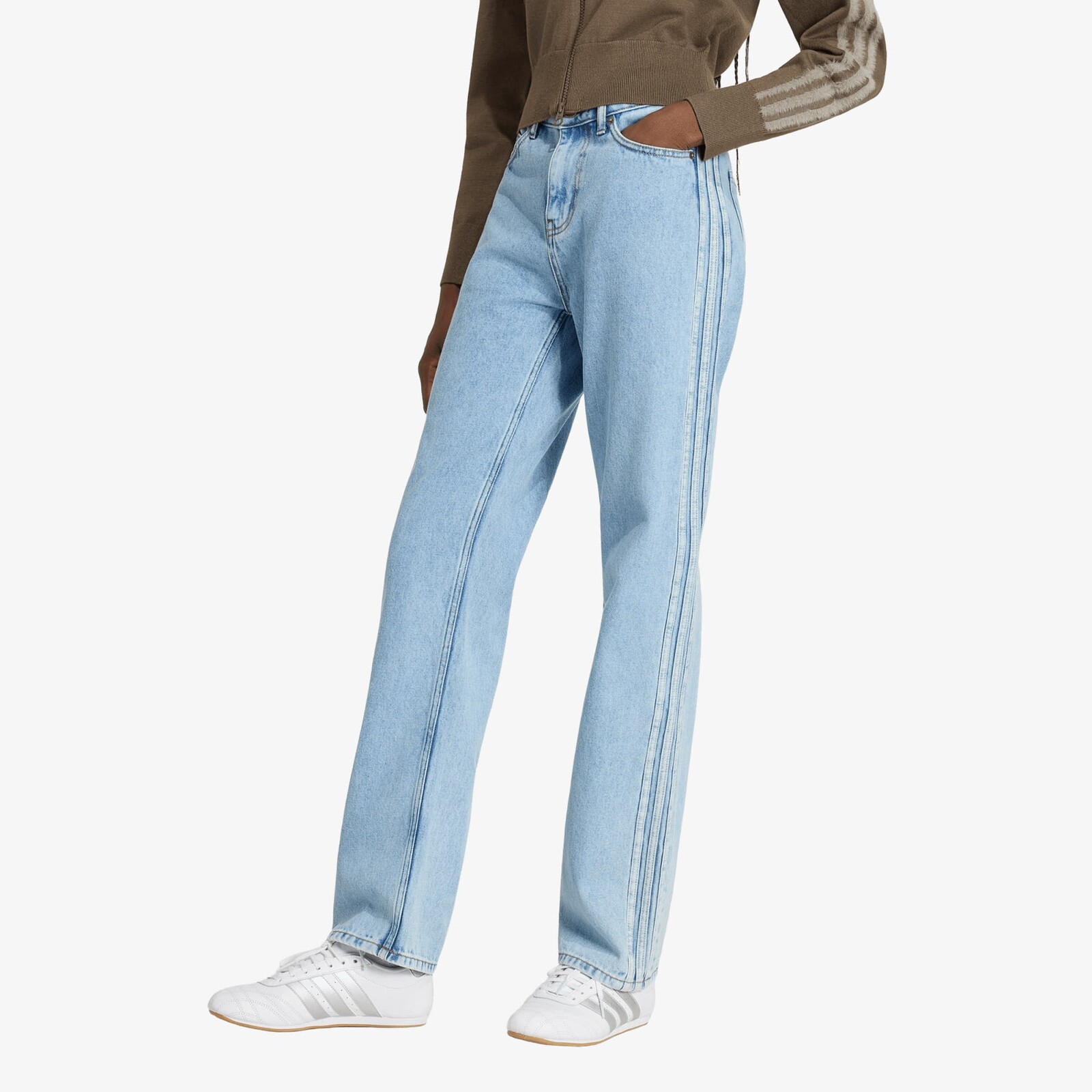 Kalhoty adidas Firebird Mid Rise Straight Denim Pant Light Denim 28/30