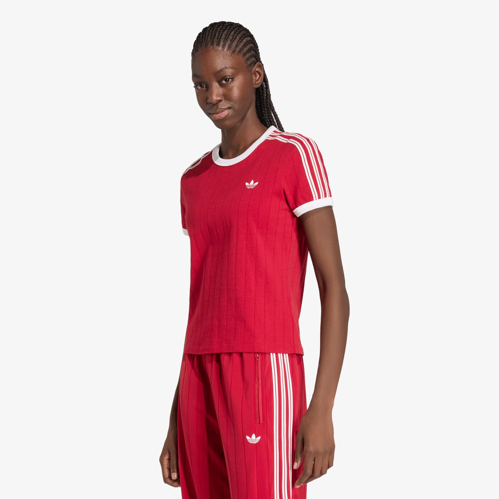 Tričko adidas Pinstripe Short Sleeve Slim Tee Team Victory Red/ White/ Team Victory Red M