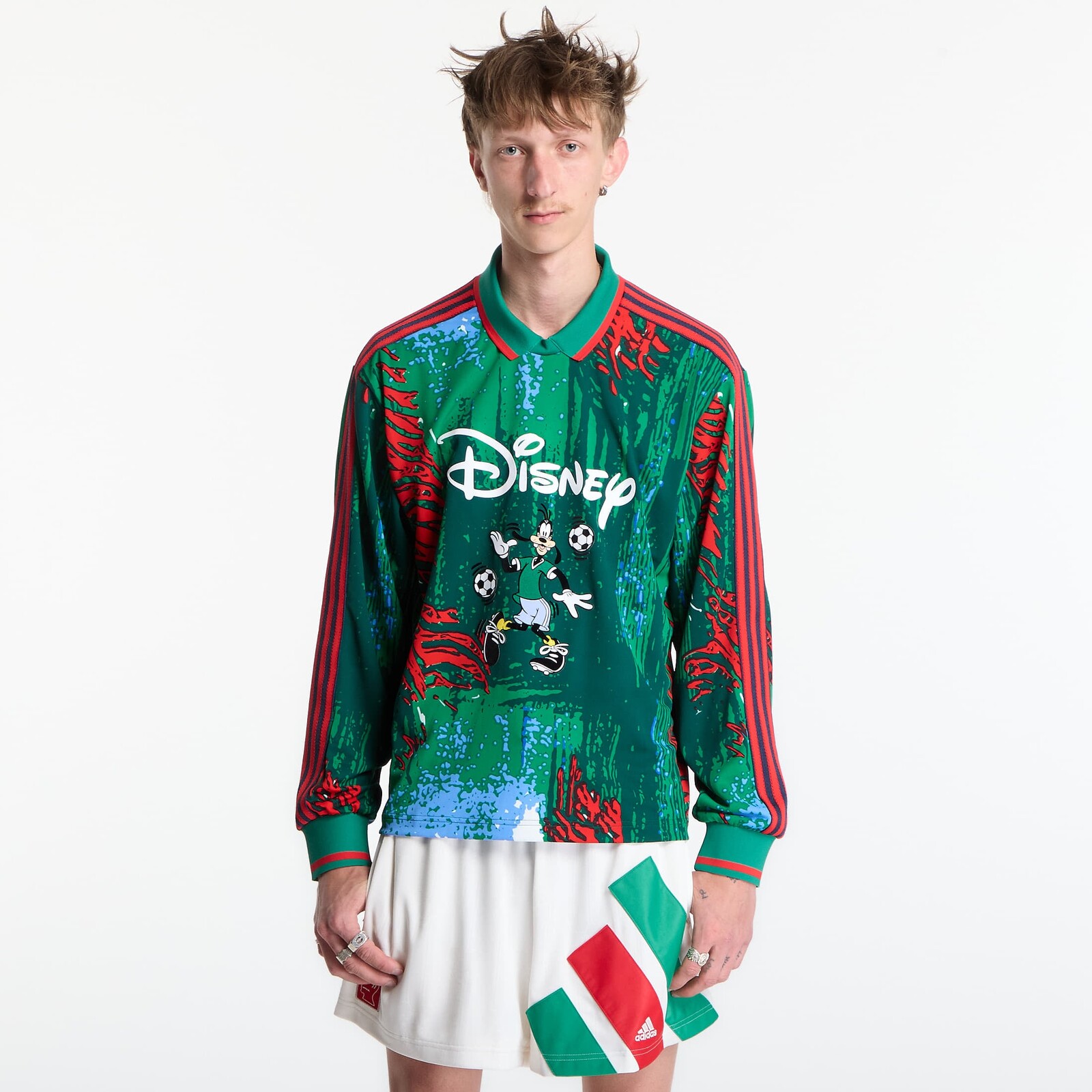 Dres adidas Brain Dead Disney Long Sleeve Jersey Red/ Bold Green/ Blue M