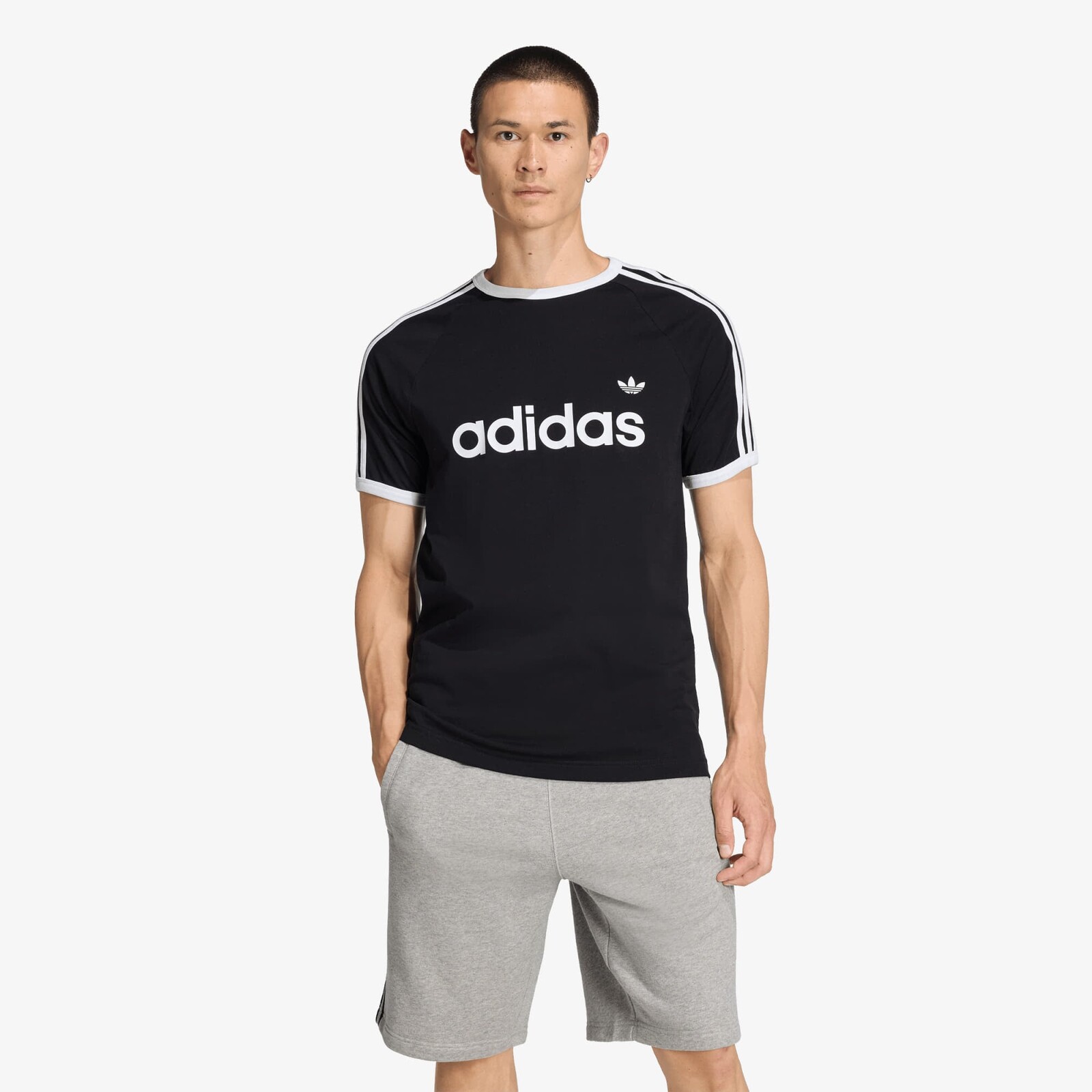 Tričko adidas 3-Stripes Slim Ringer T-Shirt Black M