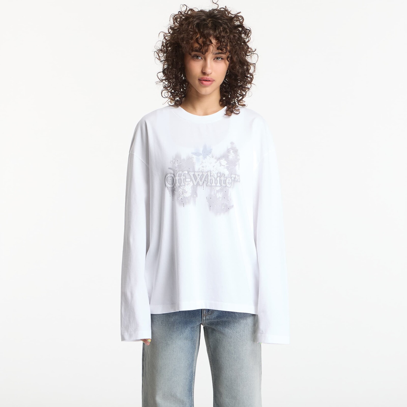 Tričko Off-White Crystal Flower L/S Tee White L